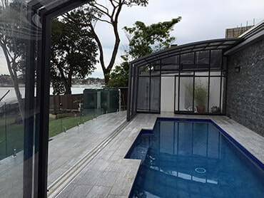 Photo of a lean-to swimming pool enclosure